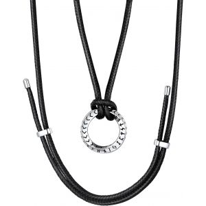 Collier Viking Homme, Pendentif Anneau De Möbius Acier Inoxydable, Cordon Cuir Pendentif Runique Rond/Triangle/Infini/Barre/Troll, Bijoux Amulette Porte Bonheur - Neuf