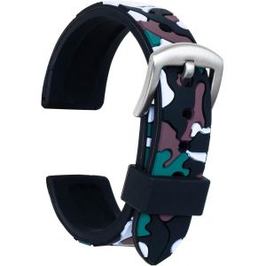 Eryi-Bracelet Montre Haute Qualité Remplacer Silicone Bracelet Montre Camouflage - 18mm, 20mm, 22mm, 24mm Caoutchouc Montre Bracelet Avec Acier Inoxydable Boucle - Neuf