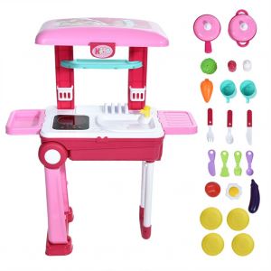 Valise A Roulettes, Ustensiles De Cuisine, Kit De Jouets, Simulation De Nourriture, Ustensiles De Cuisine, Valise, Jouets Educatifs - Neuf