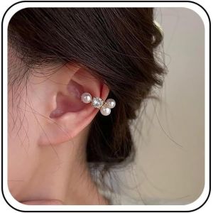 Kal-Boucles D'oreilles Manchette En Perles De Cristal Boucles D'oreilles En Perles Dorées À Clipser Sans Perçage Boucles D'oreilles En Perles De Cartilage Bijoux Pour Femmes - Neuf