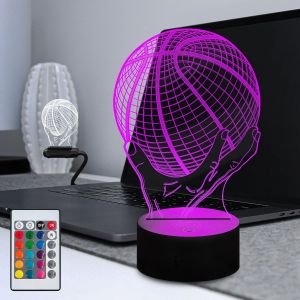 Kalanka-Basketball Illusion 16 Changement De Couleur Télécommande Tactile Led Veilleuse Usb Charge Lampe Portable Pour Salon Lampe De Chambre D¿Enfant Fans De Basket-Ball - Neuf