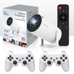 Portable Mini Jeu Vid&eacute;o Projecteur 11.0 Intelligent De 30 000+ Jeux 360 ANSI WiFi Bluetooth HD 1080P Blanc - Neuf