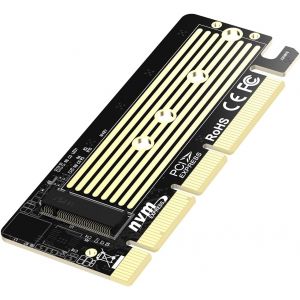 AJK4816P adaptateur NVMe PCIe 3.0. Carte de conversion SSD M.2 PCIe vers PCI-e x4/x8/x16 pour SSD NVMe M.2 (cl&eacute; M) 2280/2260/2242/2230 (Carte M.2 PCIe) - Neuf