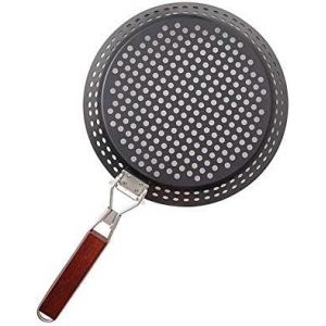 JEXNOVASHOP-Po&ecirc;le &agrave; griller antiadh&eacute;sive de 30.5 cm avec poign&eacute;e amovible, plateau de gril antiadh&eacute;sif, durable avec trous pour griller en plein air, accessoires pour l&eacute;gumes, poissons - Neuf