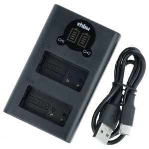 vhbw Chargeur Micro-USB + USB-C double compatible avec Panasonic Lumix FZ-2000, DMC-GX8KBODY cam&eacute;ra action-cam + c&acirc;ble USB-C + t&eacute;moin de charge - Neuf