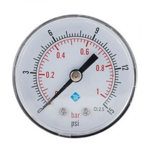 Haute Précision Axiale de la Jauge de Pression, de 0 à 15 psi/0-1 bar, Boîtier en Acier Inoxydable, 1/8"" BSPT Bas du Mont, l'Air, l'Eau de la Jauge de Pression Hydraulique Manomètre de Pression de Ma - Neuf