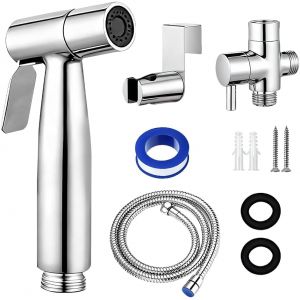JGD-Kit Douchette WC, Kit de Douchette de Bidet en Acier Inoxydable, Vaporisateur de Toilette Douchettes &agrave; Main avec 1.5m Tuyau et Support pour Bidet, Bain d'animaux, Soins Corporels, Nettoyage - Neuf
