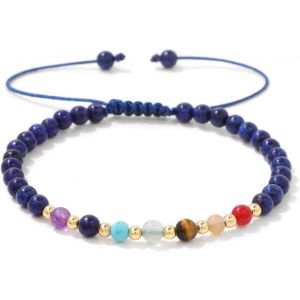 Eryi-Bracelet Chakra Pour Femme, Élastique Bracelet 7 Chakras Pierre Naturelle 4mm Naturelle Bracelets Perles Bracelets Pierres Naturelle Pour Femme Fille - Neuf
