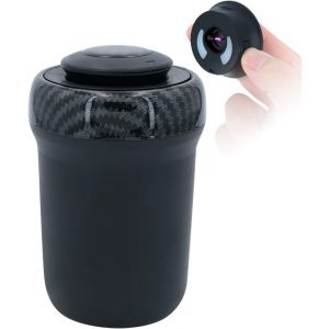 Cendrier de voiture avec briquet et lumière LED colorée, couvercle à pression, amovible et portable (fibre de carbone) - Neuf