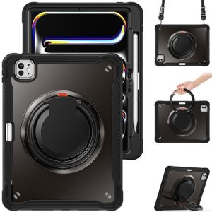 Coque Hybride Robuste Avec Support Anneau Pour Ipad Pro 11 2024 - Noir - Neuf