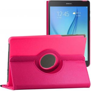 Kal-- Coque Pour Samsung Galaxy Tab A 9.7 T550 / S Pen P550, Etui Rotatif 360, Housse Protection Pu Cuir, Rose - Neuf