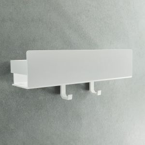 Design Hambourg &Eacute;tag&egrave;re De Douche Sans Per&ccedil;age I &Eacute;tag&egrave;re Rangement Salle De Bain I Support Douche I Porte Shampoing Et Organisateur I &Eacute;tag&egrave;re Murale Adh&eacute;sive I 2 Crochets | Blanc Mat | 30 Cm - Neuf