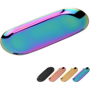 Subzonal-Plateau Ovale, Plateaux De Rangement En Acier Inoxydable, Pour Le Stockage De Bijoux, Des Collations, Des D&eacute;gustations De Th&eacute;, Des Bougies, Des Assiettes - 23x9,5 Cm (Multicolore) - Neuf