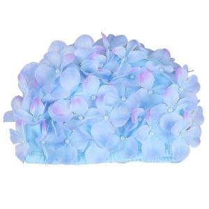 Bonnet De Bain &Eacute;l&eacute;gant &Agrave; Fleurs 3d Pour Femme &iquest; Protection Auditive Confortable Pour La Natation, La Plage Et La Piscine &iquest; Nylon &Eacute;cologique, Bleu - Neuf