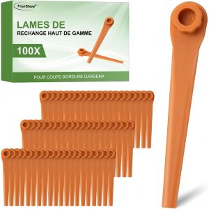 MEVRONISSHOP-Lot de 100 lames de rechange PA6 RotorCut compatibles avec le Coupe-Bordures Gardena, Lame en plastique pour Gardena Coupe-Bordures sans Fil - Neuf
