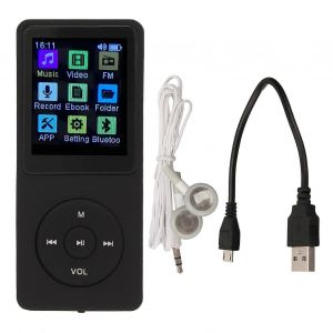 Lecteur de musique num&eacute;rique 1,8 pouce Prise en charge de l'&eacute;cran LCD Petite carte m&eacute;moire Lecteur MP3 MP4 ultra mince avec accessoires Noir - Neuf