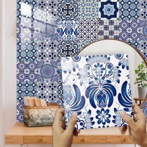 (15*15cm)10 Pcs Autocollants de Carreaux Traditionnels Dosseret Peler et Coller Dosseret Imperm&eacute;able pour Salle de Bain Cuisine Adh&eacute;sif D&eacute;cor - Neuf