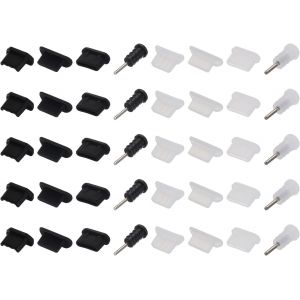 Kalcx-40pcs Téléphone Port Conduit Couvercle 4 Types Bouchons Silicone Bouchons,Usb Type C/Micro Usb /3,5 Mm Audio Casque Jack,Noir/Blanc - Neuf