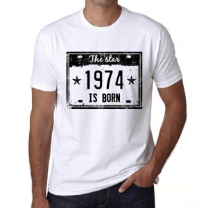 Homme Tee-Shirt La Star Est N&eacute;e En 1974 - The Star Is Born In 1974 - 50 Ans T-Shirt Graphique Id&eacute;e Cadeau 50e Anniversaire Vintage Ann&eacute;e 1974 Nouveaut&eacute; - Neuf