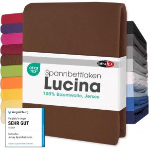 Lucina Drap-Housse Surmatelas Housse Lit Sommier Tapissier Coton 140x200-160x200 Cm Brun Chocolat - Neuf