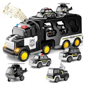 Jouets de camion de police pour tout-petits de 3, 4, 5 et 6 ans, camion 7 en 1 &agrave; friction, voiture jouet &agrave; moteur, cadeaux pour gar&ccedil;ons - Neuf