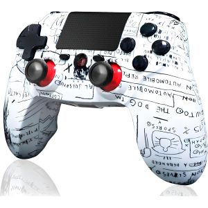 Manette Pour Ps4 Sans Fil, Manette De Jeu Pour Ps4/Pro/Slim/Pc, Contrôleur Pour P4 Avec Dual Vibration, Gyroscope 6 Axes, Écran Tactile, Prise Audio, 600mah Batterie (Graffiti) - Neuf
