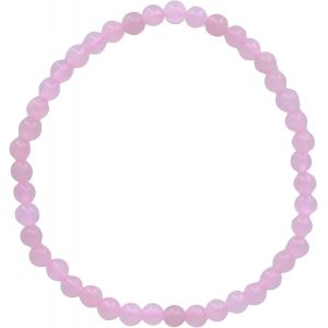 ¿ Bracelet Rose En Pierre Précieuse Naturelle Quartz Rose Avec Boules De 4 Mm Enfilées Sur Un Fil De Nylon Élastique - Fait Main, 18 Centimeters, Caoutchouc, Quartz Rose - Neuf