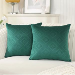 Eryi-Housse Coussin 40x40 Decoratif En Velours Côtelé Avec Fermeture Eclair Caché Taie Oreiller Doux Pour Décoration Coussin Canape Salon Jardin Fauteuil Lit Lot De 2, Coussin Vert Foncé - Neuf
