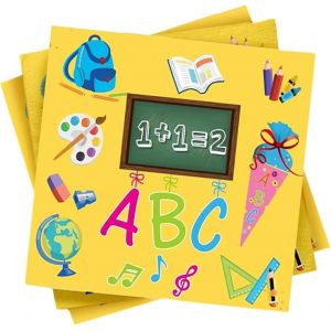 Kal-- Lot De 40 Serviettes De Table Jetables En Papier À 3 Couches - Pour La Rentrée Des Classes, Fille Et Garçon - Multicolore - Neuf