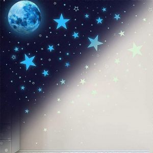 1449 Pièces Étoiles Lumineuses Autocollantes Murales Autocollantes Étoiles Lumineuses,Tatouage Mural Étoile Chambre D'enfants - Neuf