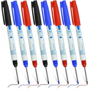 8 Pcs Marqueurs Trou Profond Marqueur Charpentier Stylo Marqueur Indélébile À Pointe Longue De 30 Mm Marqueur Precision Chantier Pour Bois, Metal, Bricolage Outillage (Bleu, Rouge, Noir) - Neuf