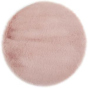 Tianyi--Luxor- Living Coussin D'assise Coste - En Fourrure Synthétique - Pour Décoration De Salon Ou De Chaise - Coussin D'assise Confortable - 40 X 40 Cm - Rond - Vieux Rose - 1 Pièce - Neuf