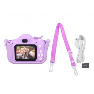 Caméra pour enfants double caméra 2,0 pouces écran IPS 1080P caméra vidéo jouet avec carte mémoire 32G violet - Neuf