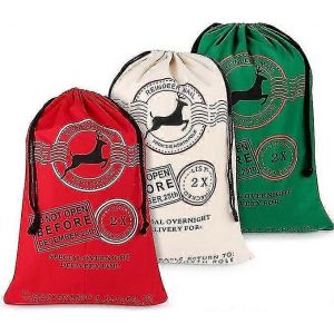 3 Cadeau de No&euml;l Sacs Avec Cordon de serrage, 70 X 50 cm - Neuf