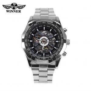 Winner M&acirc;le Automatique Montre M&eacute;canique &Eacute;vid&eacute; Bracelet En Acier Inoxydable Montre-Bracelet Mouvement Argent - Neuf