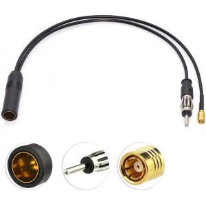 Dab Splitter Dab Antenne S&eacute;parateur C&acirc;ble SMB Antenne S&eacute;parateur DIN Femelle &agrave; Din m&acirc;le &agrave; SMB FM Radio RG174 30cm pour AM/FM Dab + Radio Pionnier Clarion Alpine - Neuf