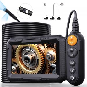 MEVRONISSHOP-Cam&eacute;ra Endoscopique Double Objectif, 1080P HD Ecran IPS 5 Pouces Endoscope Camera avec 8+1 Lumi&egrave;res LED, Cam&eacute;ra Inspection Canalisation, IP67 &eacute;tanche, C&acirc;ble Semi-Rigide de 10M - Neuf