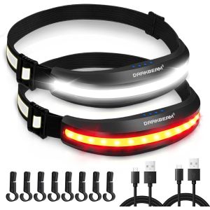 Eryi-Lampe Frontale Led Cob, Usb - C Rechargeable Lampe Torche Légère À Étanche Phare 230° À Lumière Rouge, Lampe De Travail Pour Casque - Entretien, Camping, Exécuter, Pêche, Avec Clip, Lot De 2 - Neuf