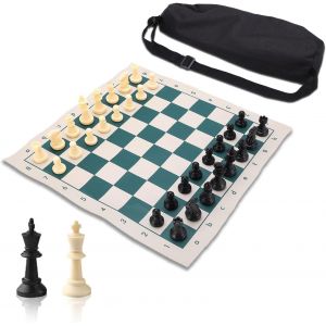 Sansh-Échecs Portable Equlup, 34 X 34 Cm/13,4 X 13,4 Pouces, Jeu D'échecs De Voyage Avec Planche Pliante, Jeu D'échecs De Tournoi En Pvc Portable Pour La Détente En Intérieur/Extérieur - Neuf