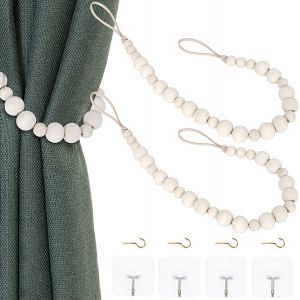 2 Rideaux De Perles En Bois Pour Décoration Murale De Maison Ou De Vacances (Couleur Bois, 2) - Neuf