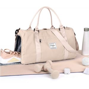 RFCBC-Sac de Sport Femme Homme Sac de Gym avec Compartiment de Chaussures et Poche Humide, Sacs de Voyage Weekend Duffle Bag Cabas de Fitness Sports Gym Bag Sacs polochons Hôpital Holdall,Beige - Neuf