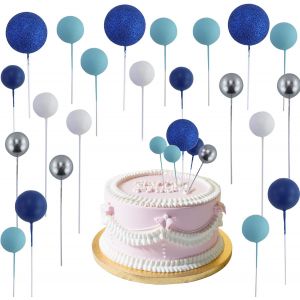 Lot De 50 Boules De D&eacute;coration De G&acirc;teau,Mini Ballons,Pour Mariage,F&ecirc;te,F&ecirc;te Pr&eacute;natale,Anniversaire,D&eacute;coration De G&acirc;teau,2/2,5/3/4 Cm,Bleues,Pour La Saint-Valentin (S&eacute;rie Bleue) - Neuf