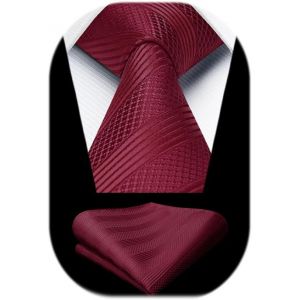 Men's Tie And Clutch Set 8.5 Cm Silk Ties For Men Plaid Stripes Tie For Wedding Party Business.[B246] - Neuf