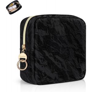Mini Pochette Maquillage Petite Trousse De Maquillage Femme En Cuir Pour Rangement Maquillage &Agrave; Cosm&eacute;tique Portable Trousse De Toilette Voyage Fille Pour Kit De Voyage Accessoires Cadeau Femme|Noir - Neuf
