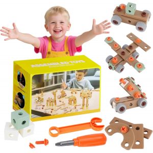 ERYI-Outils Enfant Jouet En Bois Montessori À Partir De 2 3 4 Ans Jeux En Bois Jeux Pour Enfants Boîte À Outils En Bois Montessori Outils Cadeau Pour Garçons,Filles À Partir De 3 Ans - Neuf