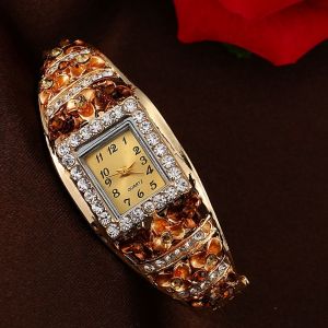 Montre-Bracelet A Quartz En Alliage Avec Strass Et Fleurs Pour Femme (4#) - Neuf