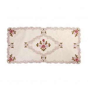 Hjlian Chemin De Table Rectangulaire Brode De Fleurs Rouges, Nappe Decoupee, Decoration De Fete #2 - Neuf