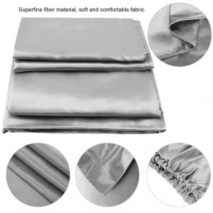 Hjlian Parure De Lit En Satin De Soie Uni Anti-Acariens Avec Housse De Protection Pour Matelas (Twin) - Neuf