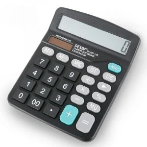 QSJ-Calculatrice &agrave; grand &eacute;cran LCD &agrave; 12 chiffres,calculatrice de bureau de comptabilit&eacute; financi&egrave;re avec &eacute;nergie solaire et batterie double-Noir - Neuf