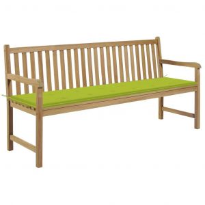 Prolenta Premium - Banc De Jardin Avec Coussin Vert Vif 175 Cm Bois De Teck Massif - Neuf